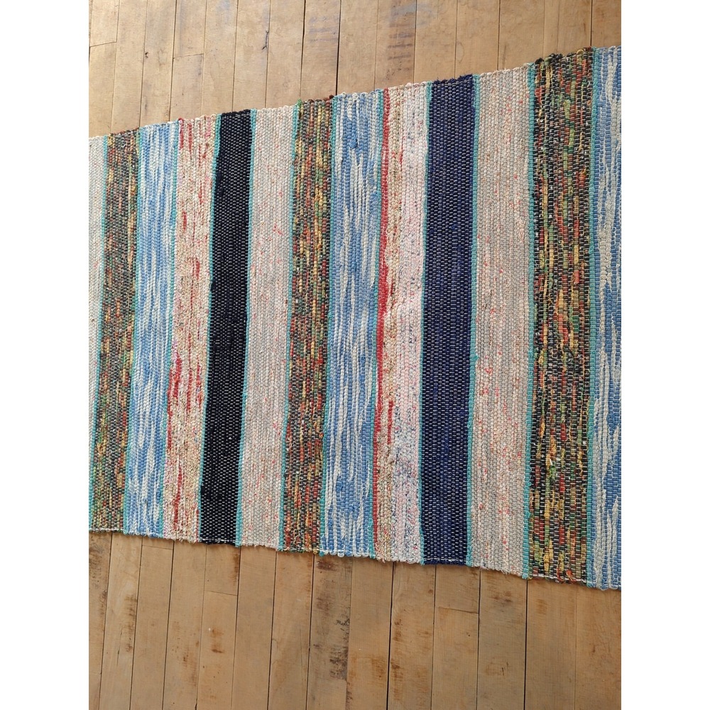 Antique Imported Swedish Hand Made Rag Rug Runner (26.5" x 140" ) As Shown - Picture 8 of 12